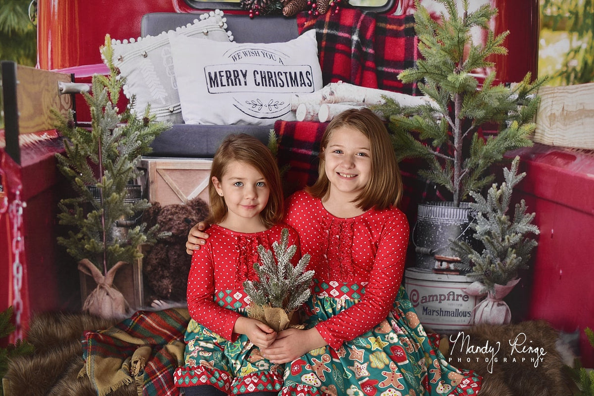 Kate Red Christmas Truck Backdrop for Photography