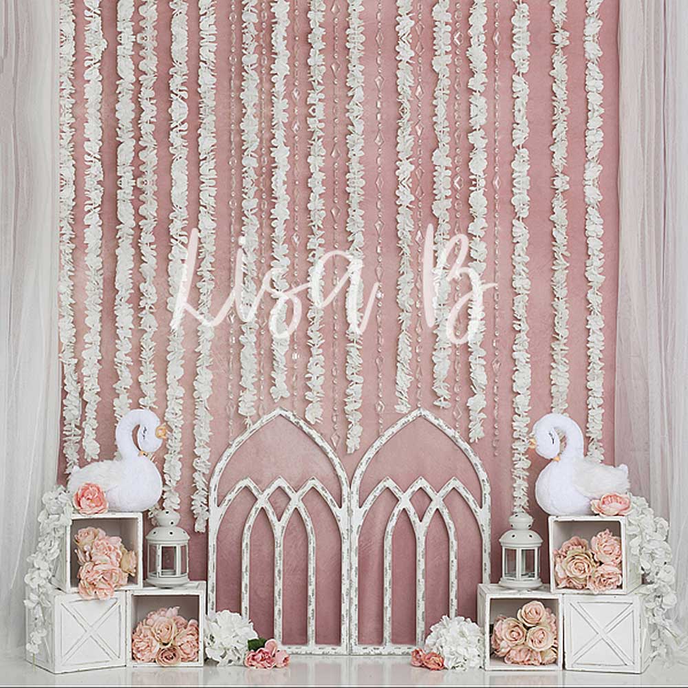 Swan Backdrop, Swan Princess Birthday Party Photo Backdrop for Girls, Cake Smash Background, cheapest Summer Photo Backdrop WHM195