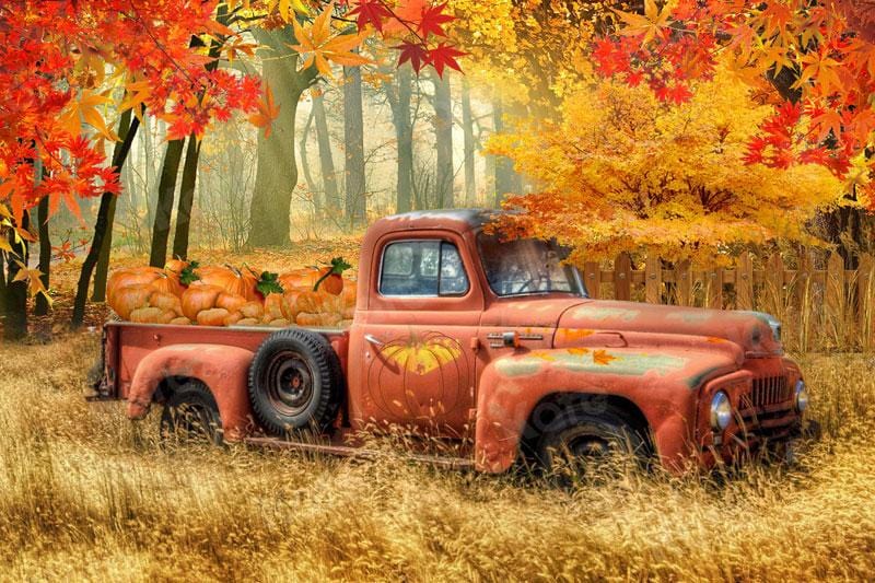 RTS Fall Pumpkin Truck Harvest Thanksgiving Backdrop per Fotografia