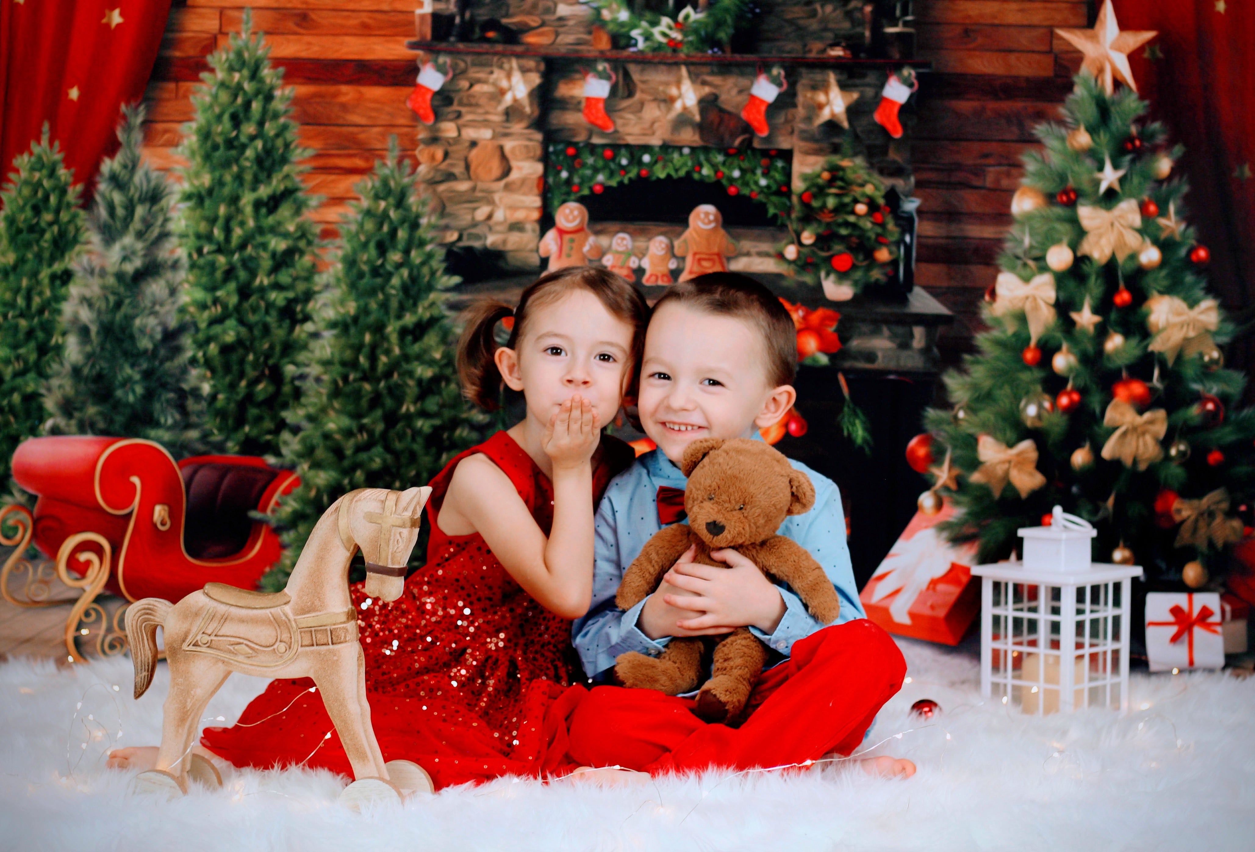 Kate Christmas Tree Fireplace Backdrop for Photography - Kate Backdrop