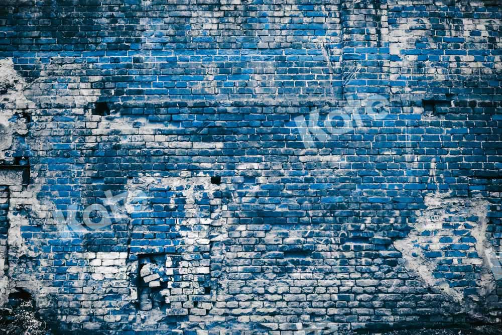 Blauwe Oude Bakstenen Achtergrond Ontworpen door Chain Photography