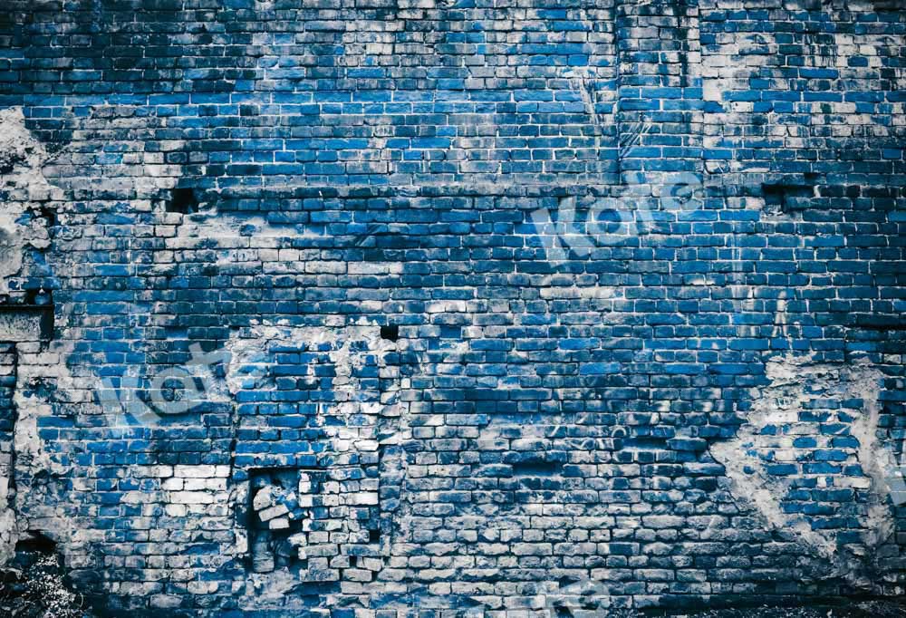 Blauwe Oude Bakstenen Achtergrond Ontworpen door Chain Photography