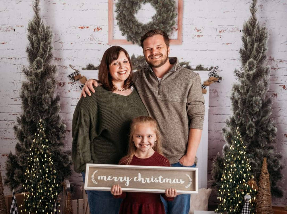 Kate Christmas Fireplace Tree Winter Backdrop for Photography