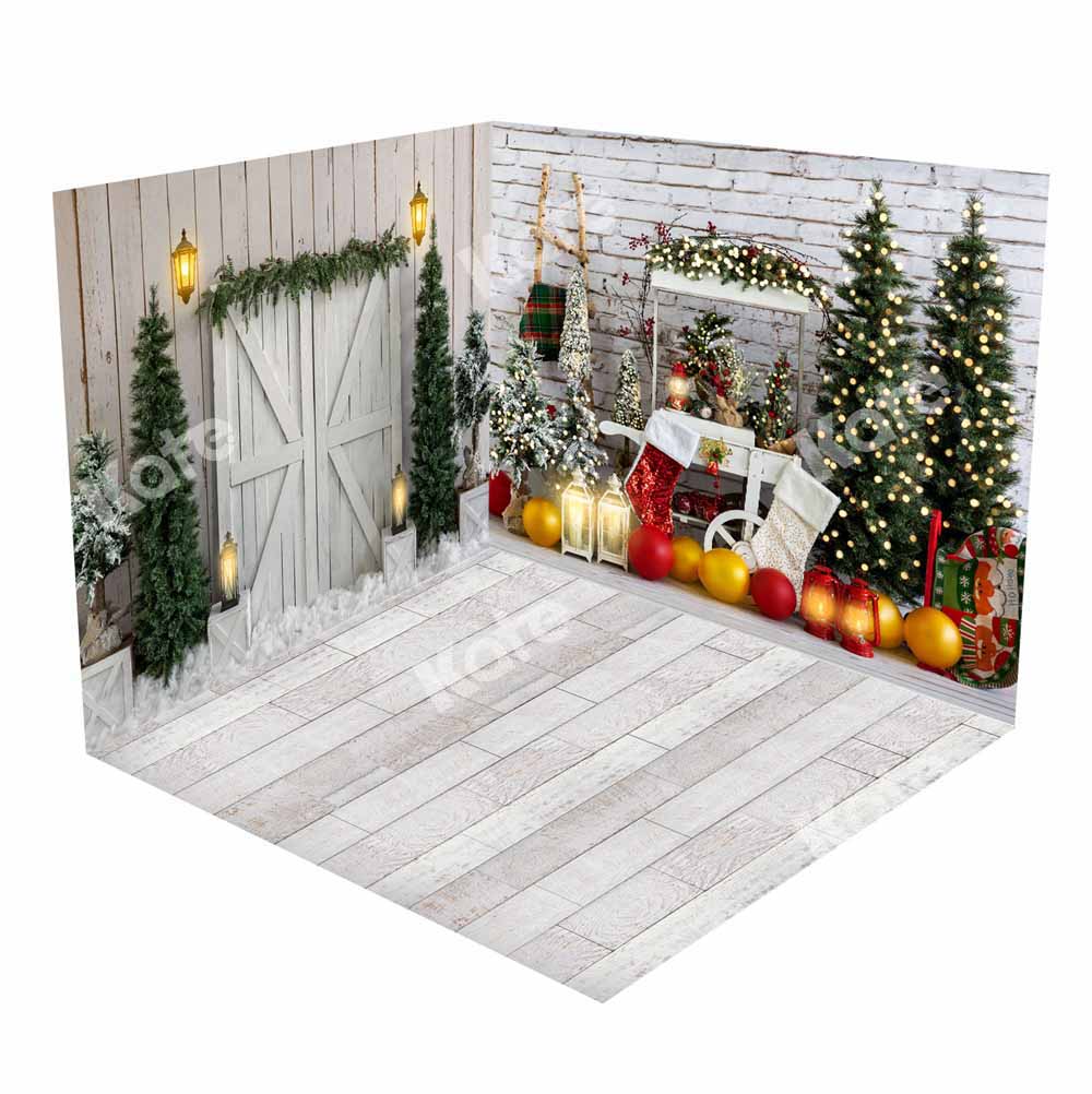Kate Christmas Tree Trolley Barn Door Room Set(8ftx8ft&10ftx8ft&8ftx10ft) - Kate Backdrop