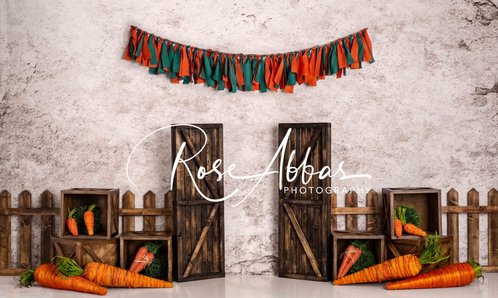 Kate Easter/Spring Carrot Backdrop Wooden Door for Photography Designed By Rose Abbas