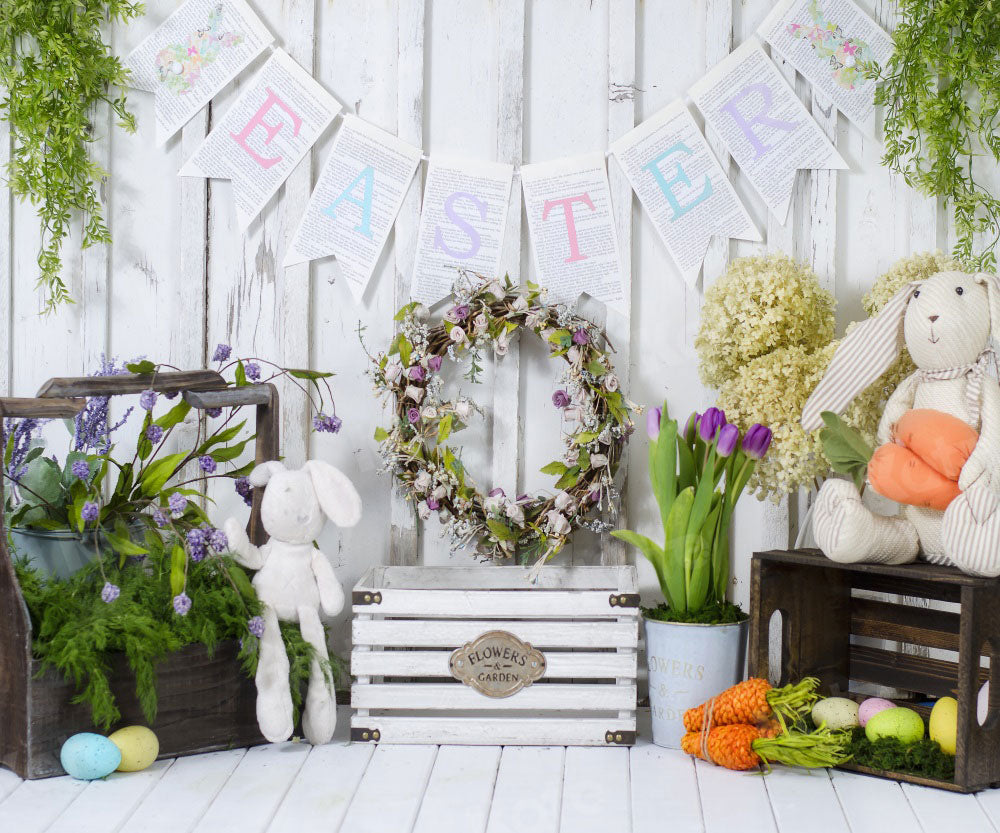 Kate Easter with Carrots and Rabbits Backdrop Designed By Rose Abbas - Kate Backdrop