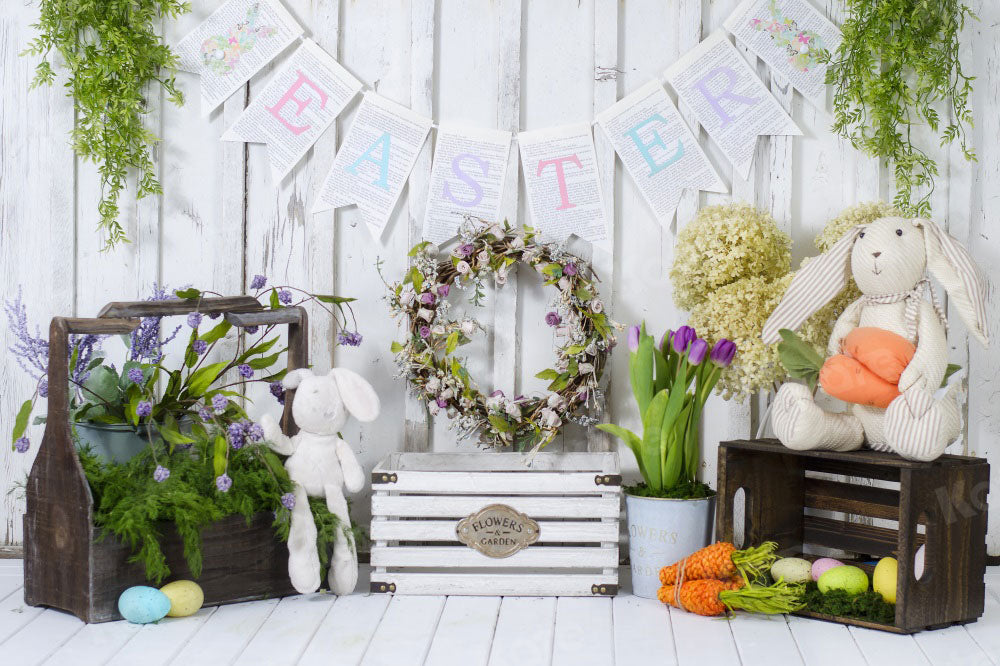 Kate Easter with Carrots and Rabbits Backdrop Designed By Rose Abbas - Kate Backdrop