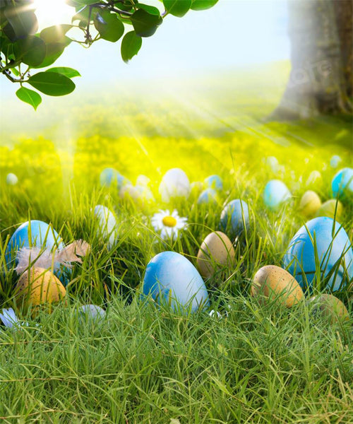 Kate Happy Easter Eggs Spring Flowers Backdrop