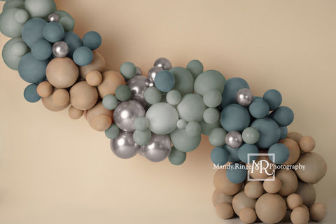 Kate Blue Silver Balloon Kitchen Backdrop Designed by Mandy Ringe Phot