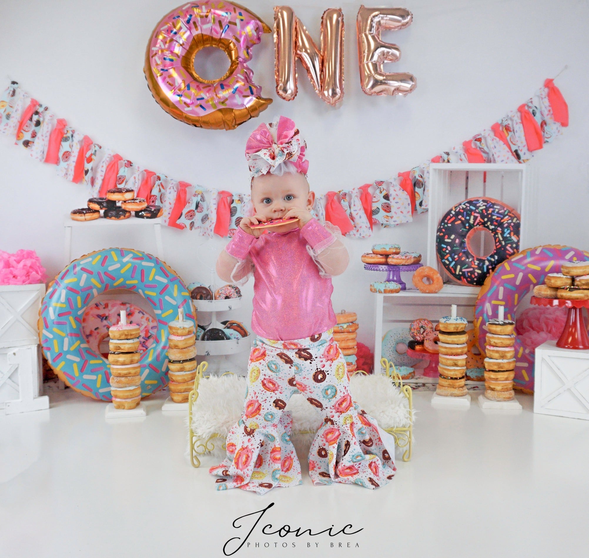 RTS Roze Donut Banners Kinder Achtergrond voor Verjaardag\\Taart Smash (alleen V.S.)