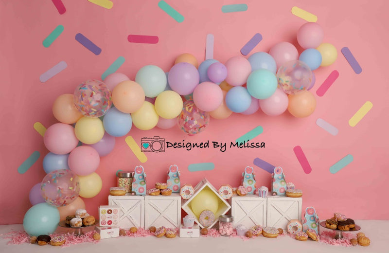 Kate Pink Donut Party Backdrop Cake Smash for Photography