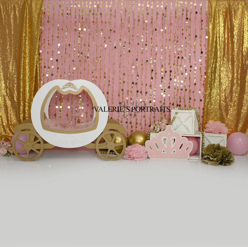 RTS Kate Pink Princess Backdrop Cake Smash Glitter Designed by Valerie Miranda (SOLO PER GLI STATI UNITI)