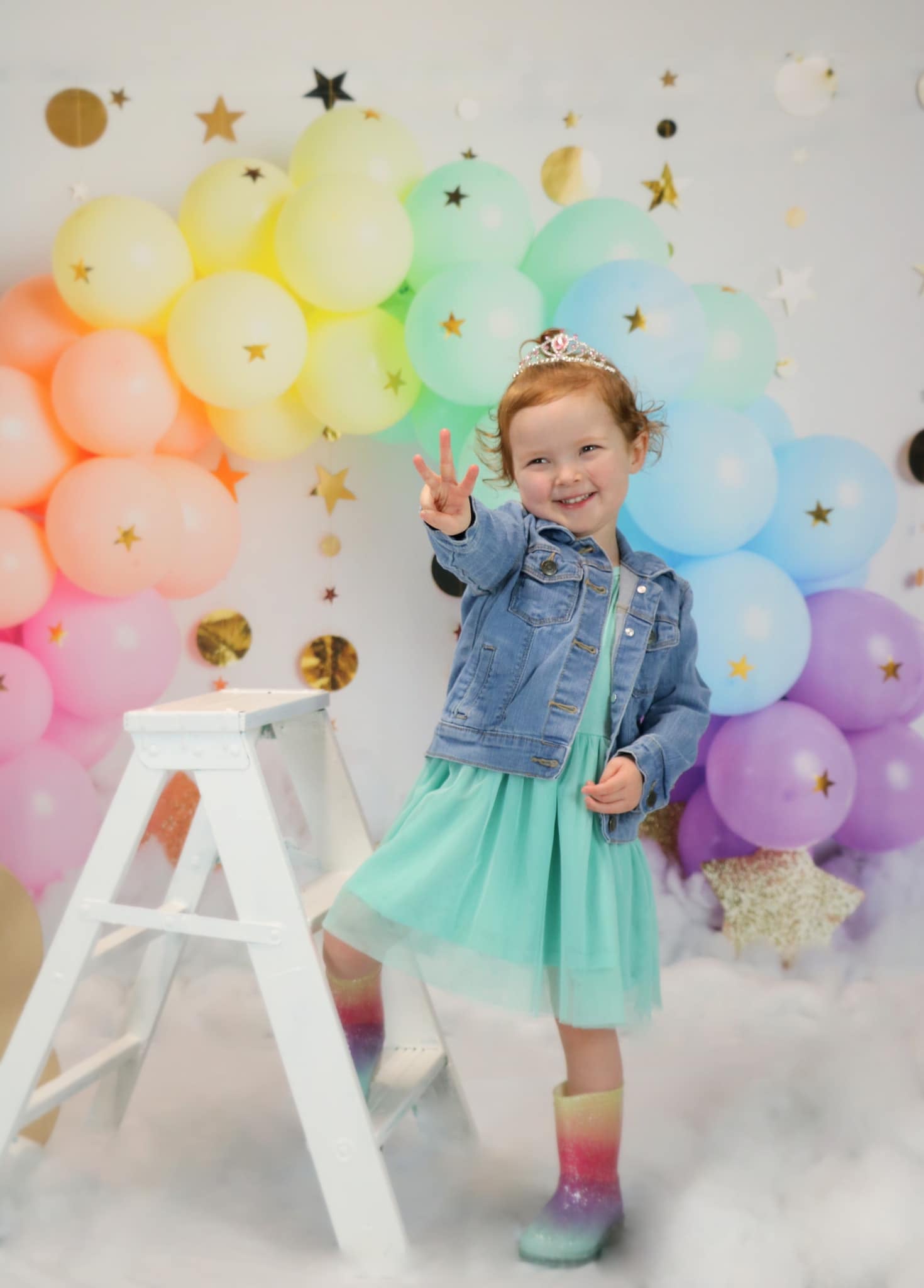 Kate Rainbow Balloons Garland Children Cake Smash Backdrop Designed by Megan Leigh Photography - Kate Backdrop