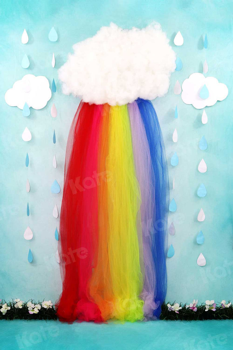 Kate Rainy Sping Rainbow Flowers Children Backdrop Designed by Leann West