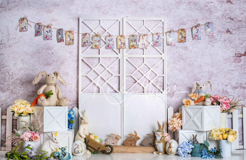 Kate Spring/Easter Bunny Backdrop White Door for Photography Designed By Rose Abbas