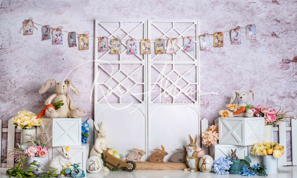 Kate Spring/Easter Bunny Backdrop White Door for Photography Designed By Rose Abbas