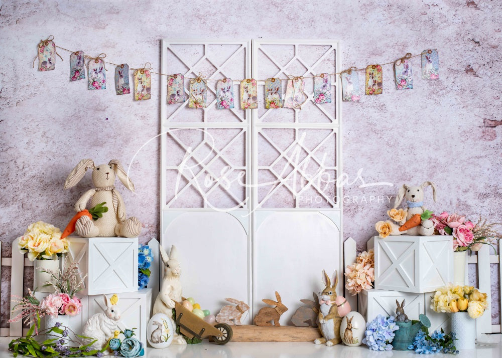 Kate Spring/Easter Bunny Backdrop White Door for Photography Designed By Rose Abbas