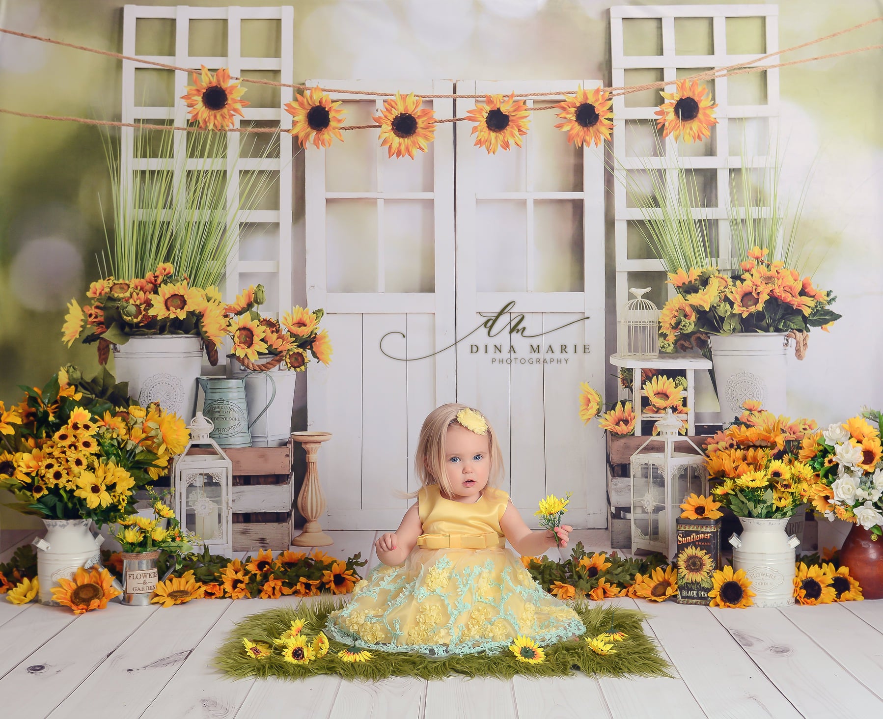 Kate Sunflowers Window Summer Backdrop Designed by Emetselch