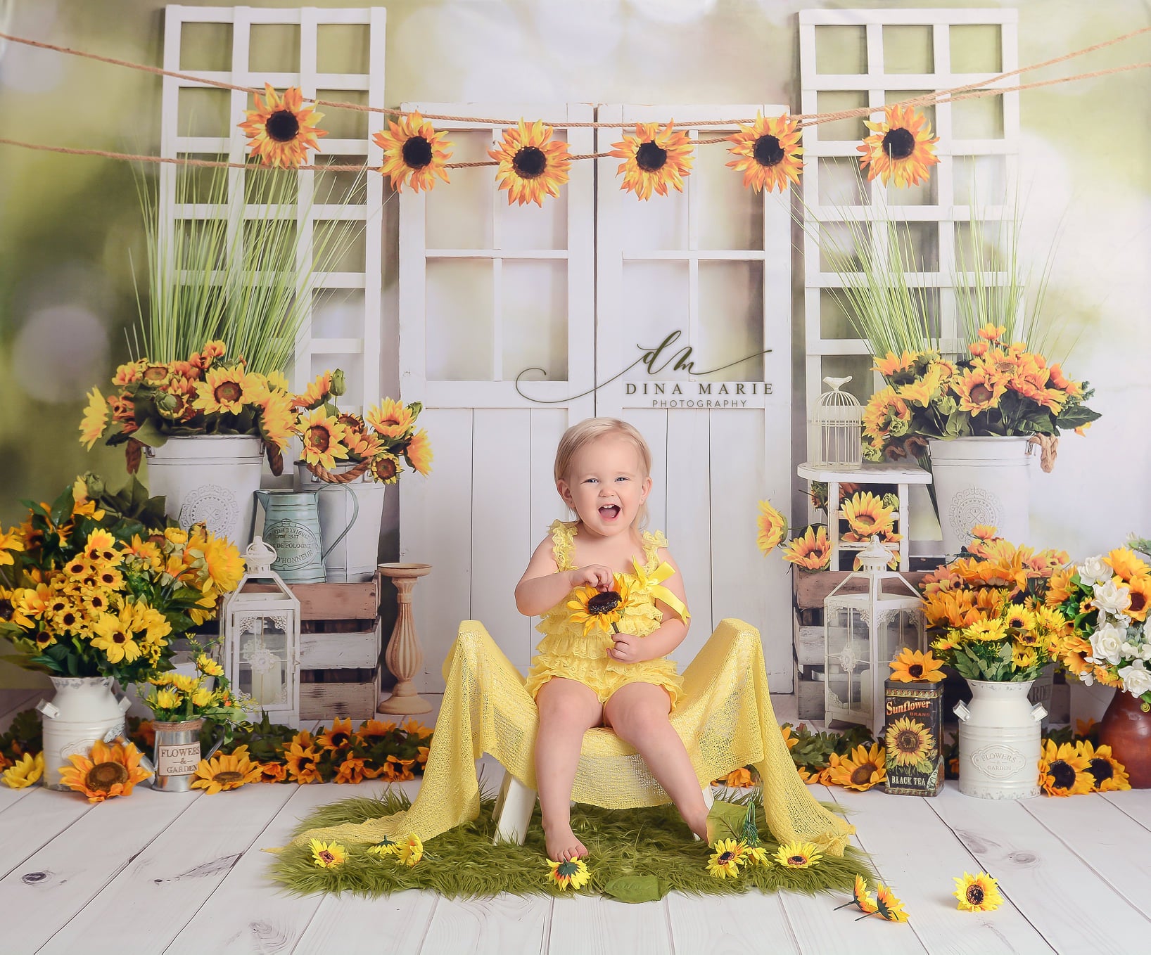 Kate Sunflowers Window Summer Backdrop Designed by Emetselch