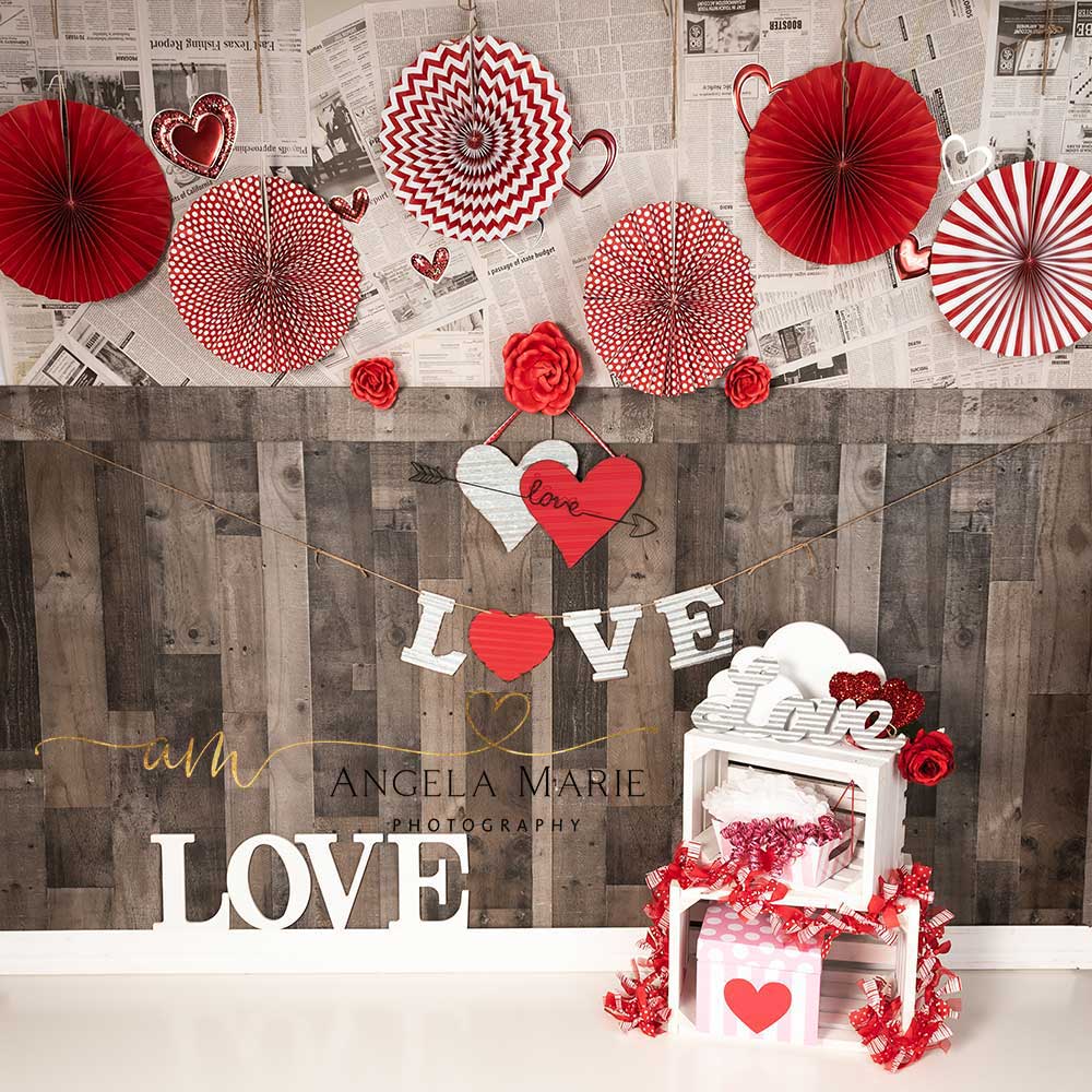 Kate Valentine's Day Love Decorations Backdrop Designed by Angela Marie Photography - Kate Backdrop