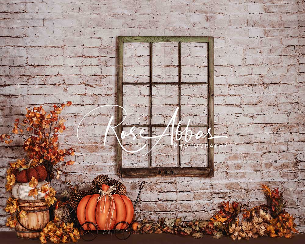 Kate Autumn Brick Wall Backdrop Pumpkin Designed By Rose Abbas - Kate Backdrop