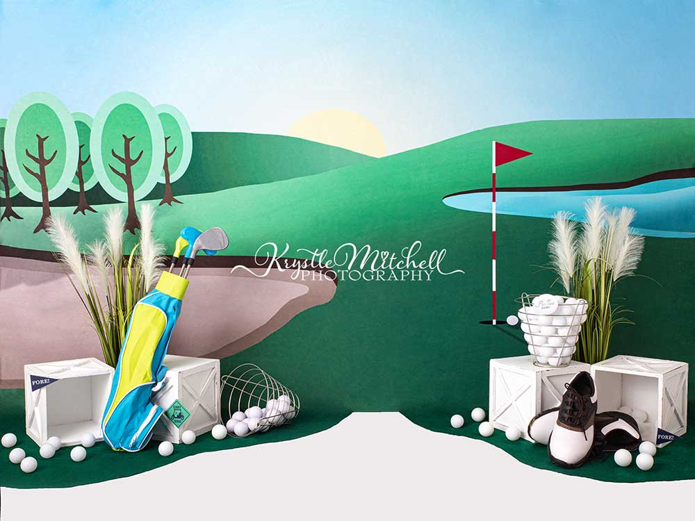 Kate Cake Smash Backdrop Golf Hole Party Designed By Krystle Mitchell Photography - Kate Backdrop