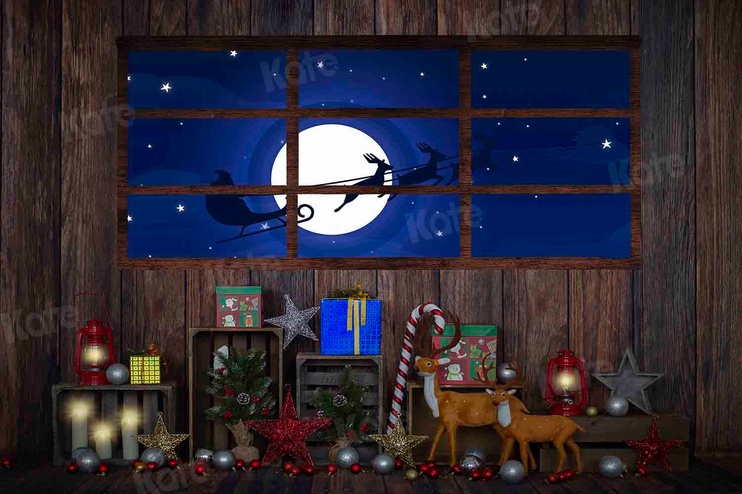 Kate Christmas Gift Star Night Backdrop Designed by Emetselch - Kate Backdrop