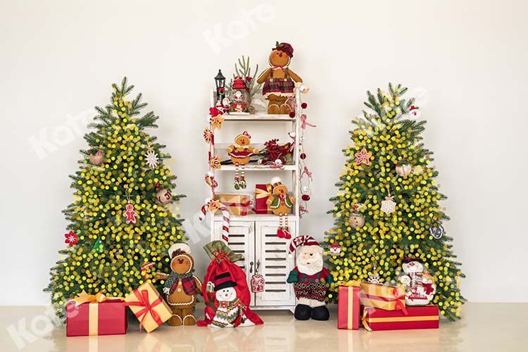 Kate Christmas Tree Gift Shelf Teddy Bear Backdrop Designed by Emetselch - Kate Backdrop