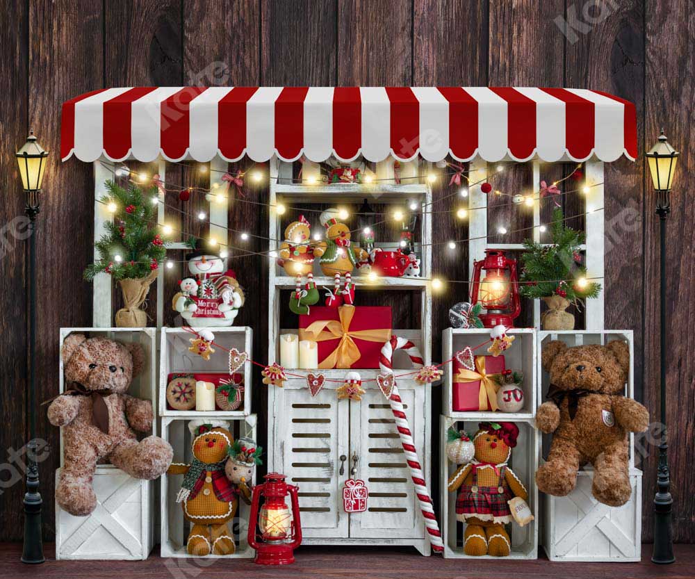 Kate Christmas Bear Shelf Gift Backdrop Designed by Emetselch - Kate Backdrop