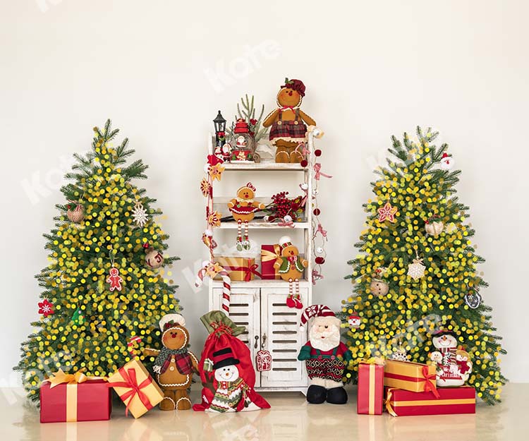 Kate Christmas Tree Gift Shelf Teddy Bear Backdrop Designed by Emetselch - Kate Backdrop