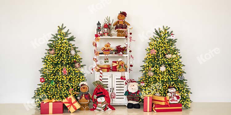 Kate Christmas Tree Gift Shelf Teddy Bear Backdrop Designed by Emetselch - Kate Backdrop