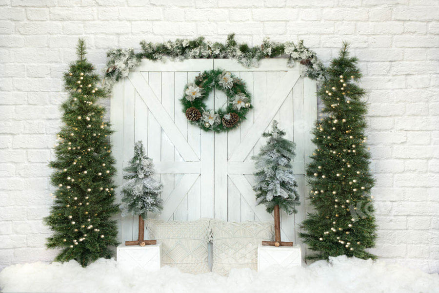 Kate Christmas Tree Backdrop Barn Door for Photography