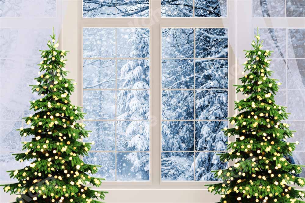 Kate Christmas Window Backdrop Winter Snow Scene Designed by Chain Photography - Kate Backdrop