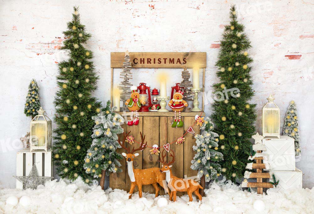 Kate Snow Christmas Backdrop Tree Elk for Photography