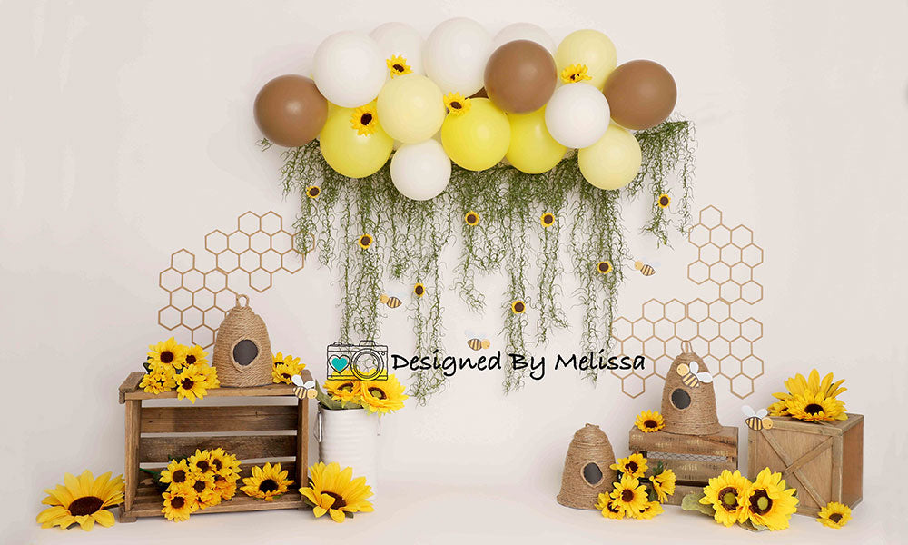 Kate Summer Sunflowers Backdrop Cake Smash Balloon for Photography Designed by Melissa King - Kate Backdrop