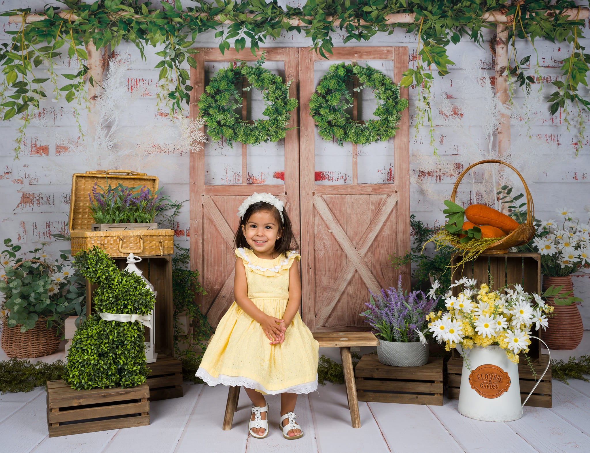 Kate Summer/Spring Green Plants Barn Door Backdrop Designed by Jia Chan Photography - Kate Backdrop
