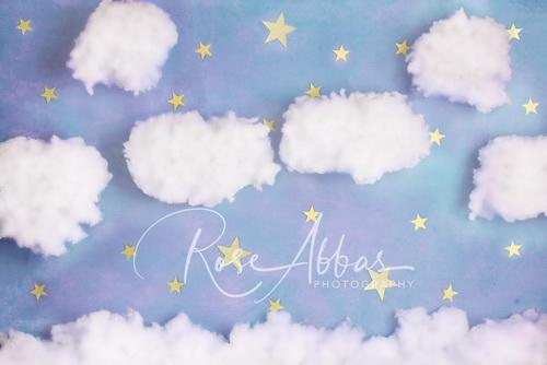 Katebackdrop鎷㈡綖Kate Lavender Cotton Candy Cloud with Stars Backdrop Designed By Rose Abbas