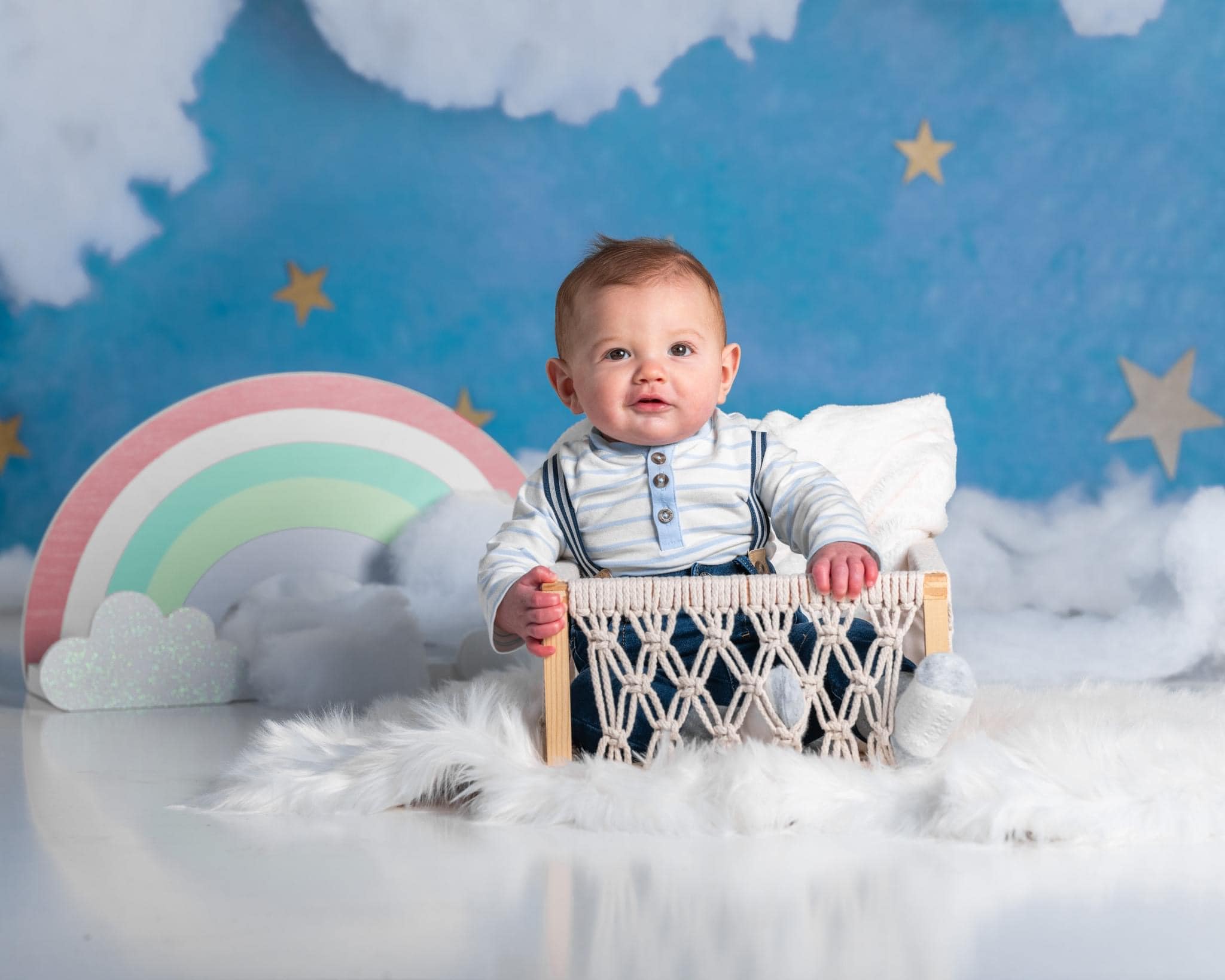 Kate Blue Cotton Candy Cloud with Stars Backdrop Designed By Rose Abbas - Kate Backdrop