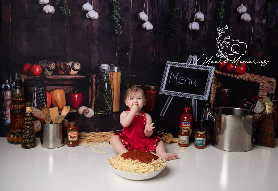 Kate Cake Smash Wood Kitchen Backdrop Designed By Rose Abbas(Clearance US only)