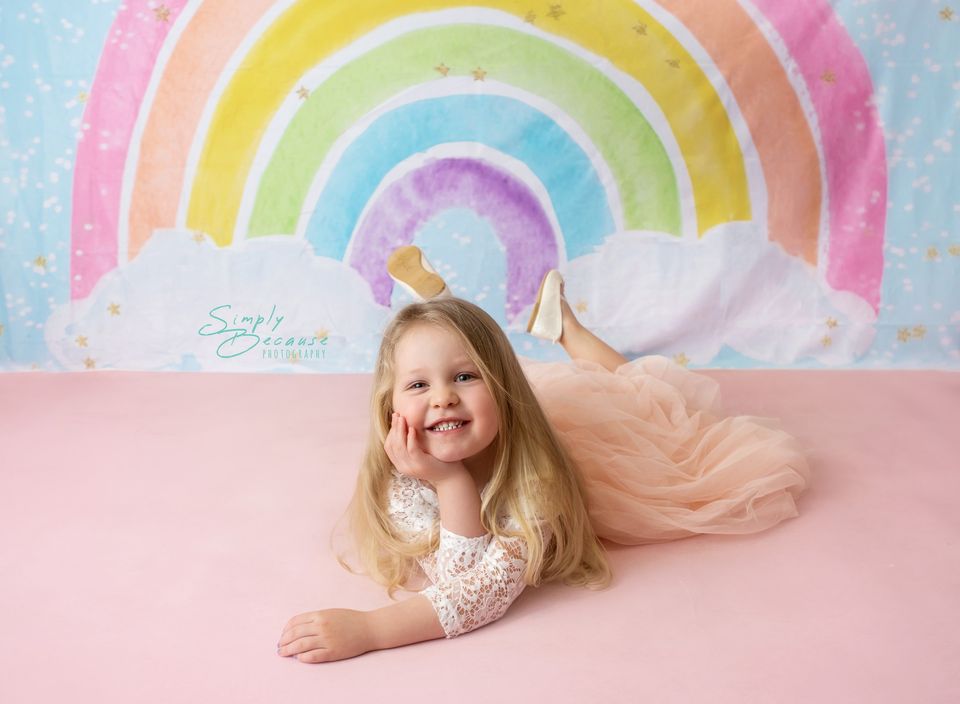 Kate Pastel Sparkle Rainbow Backdrop Designed by Mandy Ringe Photography - Kate Backdrop