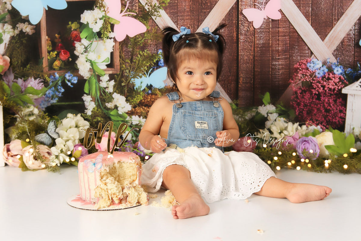 Kate Tea Party Barn Door Cake Smash Backdrop