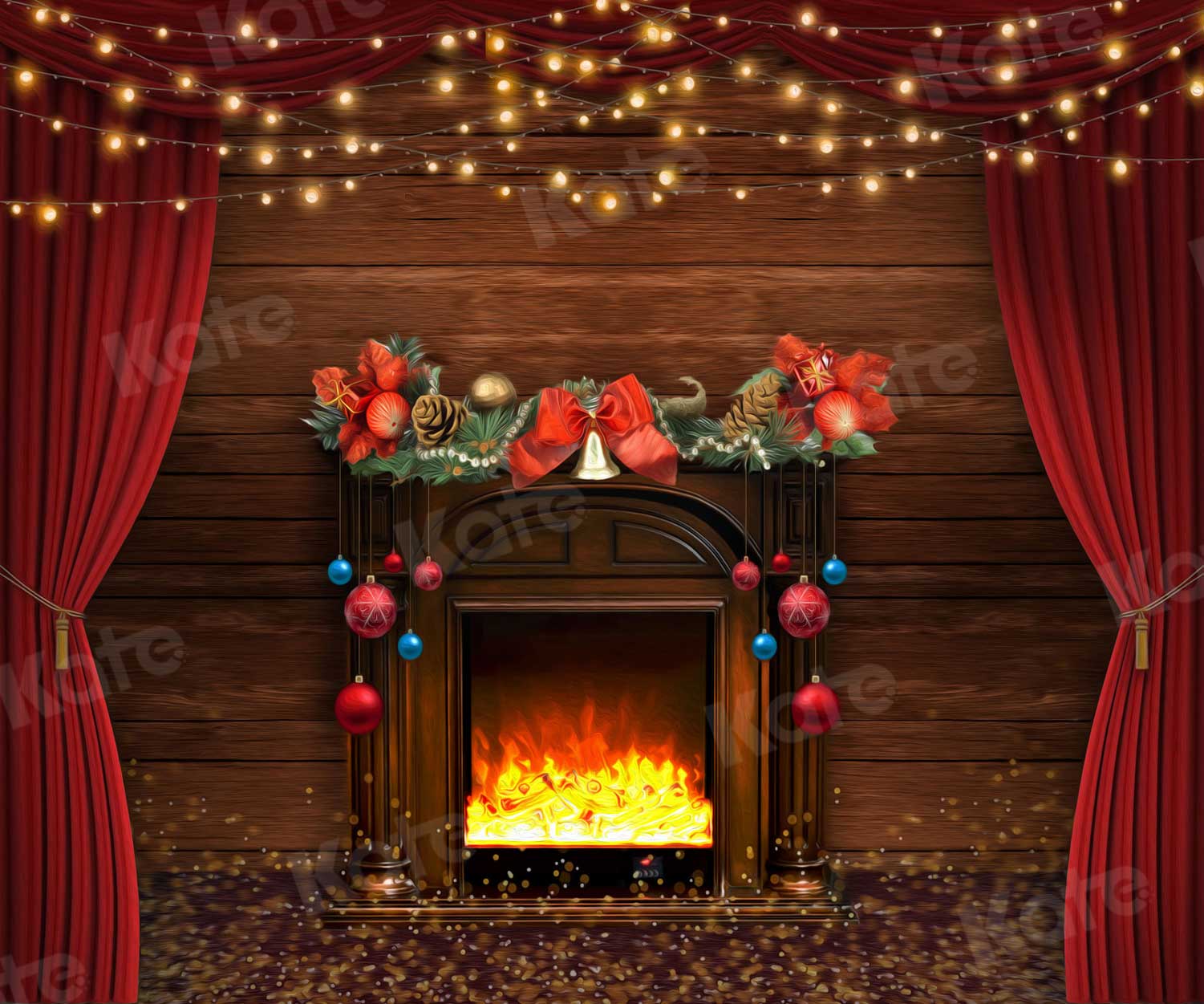 Kate Christmas Fireplace Backdrop for Photography - Kate Backdrop