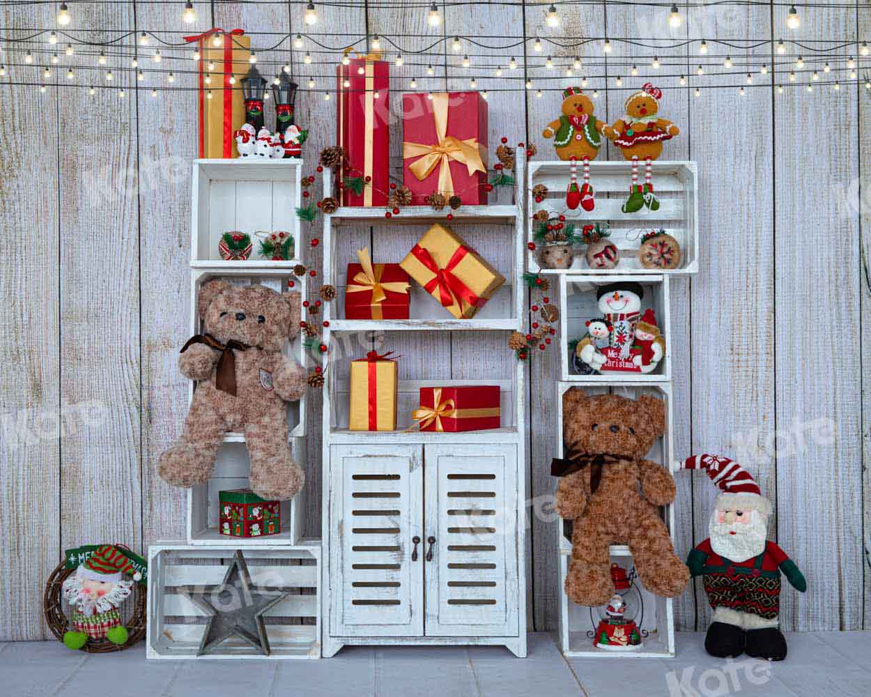 Kate Christmas Gift Shelf Backdrop Wood Designed by Emetselch - Kate Backdrop