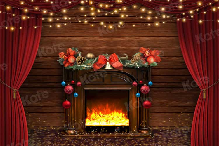 Kate Christmas Fireplace Backdrop for Photography - Kate Backdrop