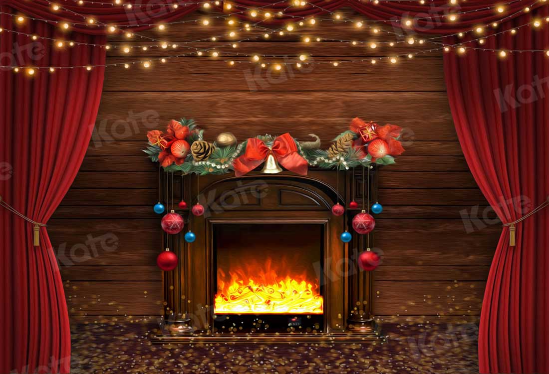 Kate Christmas Fireplace Backdrop for Photography - Kate Backdrop