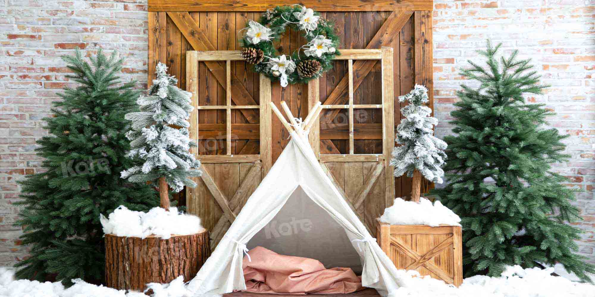 Kate Christmas Snow Backdrop Winter Tent Designed by Emetselch - Kate Backdrop