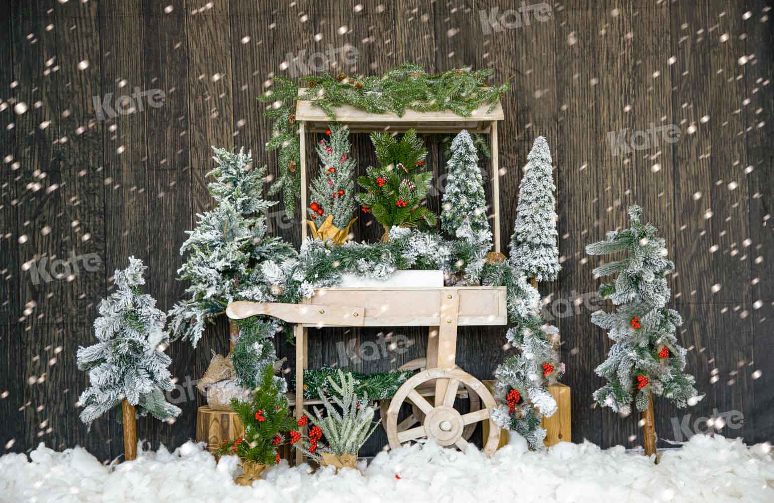Kate Christmas Tree Backdrop Winter Snow Designed by Emetselch - Kate Backdrop