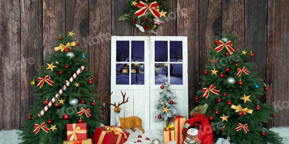 Kate Christmas Gifts Backdrop Barn Door Wood Designed by Emetselch - Kate Backdrop