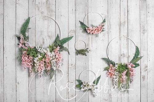 Kate Wood Backdrop Pink Floral Hoops Designed By Rose Abbas - Kate Backdrop